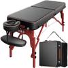 CLORIS 84" Professional Massage Table Portable Reinforced Wooden Leg Hold Up to 1100LBS 2 Folding Lightweight Spa Salon Tattoo Massage Bed Height Adjustable with Carrying Bag - Black view 1