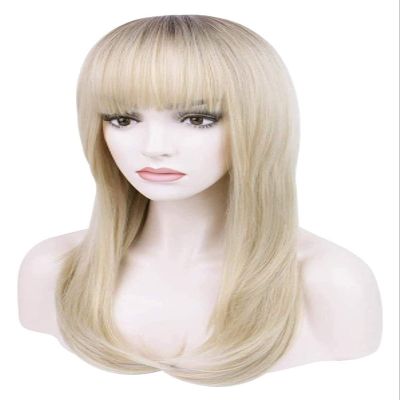 SLOFL Daily Wig for Momen Long Platinum Blonde Bob WigsLong Straight Hair for White Women Ombre Blonde Wig Party Wigs for Men