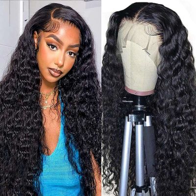 30 Inch Lace Front Wig Human Hair Pre Plucked 180 Density Brazilian Wet and Wavy Human Hair Wigs for Black Women Glueless Curly 13x4 Lace Frontal Wig (30 Inch)