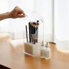 CALLARON Makeup Brush Holder with Lid Acrylic Organizer for Brushes Pens Pencils Modern Geometric Design for Desk Vanity Office Versatile Storage for Home view 2