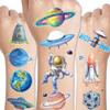 CHARLENT Glitter Galaxy Temporary Tattoos for Kids - 12 Sheets Glitter Outer Space Tattoos for Boys Girls Birthday Party Favors Goodie Bag Fillers view 1