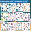 CHARLENT Glitter Galaxy Temporary Tattoos for Kids - 12 Sheets Glitter Outer Space Tattoos for Boys Girls Birthday Party Favors Goodie Bag Fillers view 2