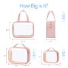 PACKISM Clear Toiletry Bags 1 Extra Large 1 Large 1 Medium, 3 Pack Clear Makeup Bags with Handle Large Opening, Waterproof Cosmetic Bags Fit Carry-on Travel Essentials, Travel Bags, Pink view 3