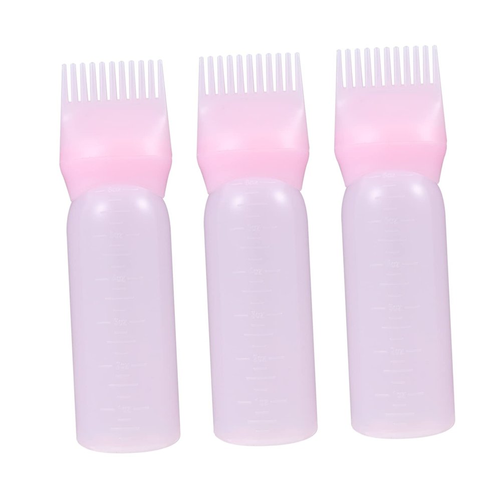 FOMIYES 3pcs Applicator Bottles Graduated Scale Hair Dye Root Comb Applicator for Even Distribution Environmental for Salon and Home Use