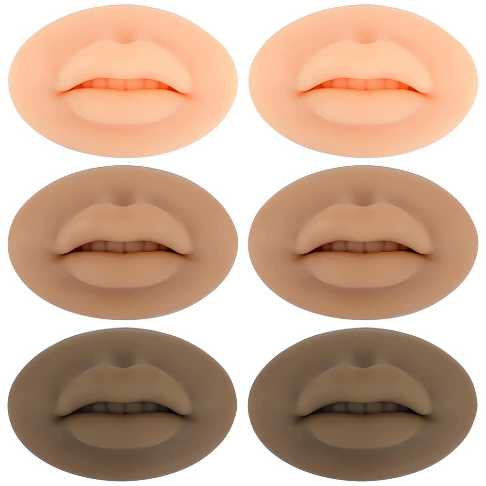 Tattoo Fake Lips 6Pcs Tattoo Practice Lips 5D Silicone Lips for Makeup Practice Realistic Tattoos Practice Skins Training Microblading Practice Skin Tattoos Fake Skin for Permanent Makeup