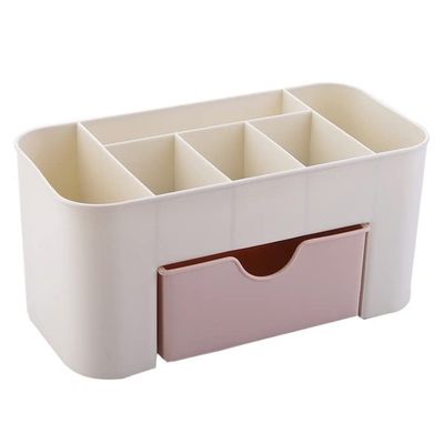 HUFFA Nordic Desktop Drawer Cosmetic Storage Box Makeup Brush Organizer Box Jewelry Lipstick Mask Compartment Cosmetic Storage Case (Color : Pink)