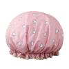 Double Layer Shower Cap Waterproof Ladies Kitchen Waterproof Smokeproof Waterproof Bathing Adult Women Shampoo Cap Fluffy Flash (Color : Pink CAT1) view 1