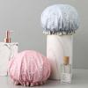 Double Layer Shower Cap Waterproof Ladies Kitchen Waterproof Smokeproof Waterproof Bathing Adult Women Shampoo Cap Fluffy Flash (Color : Pink CAT1) view 4