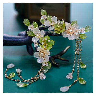 1pair Chinese Hanfu Hair Accessories Red Flower Hairpins Vintage Dress Headwear Long Butterfly Tassels Hair Clip Noiva Jewelry (Color : 11)