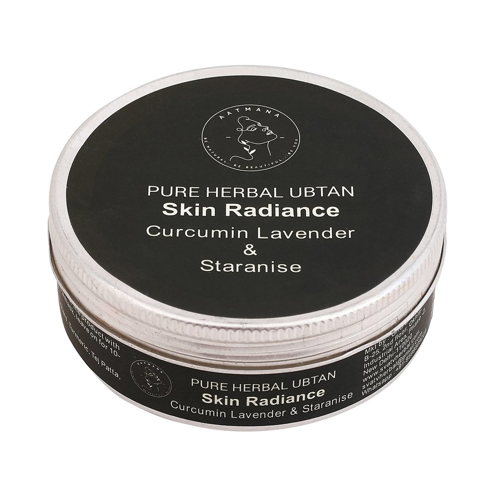 AATMANA Ayurvedic Herbal Ubtan - Face Mask with Curcumin Lavender & Stanarise For Skin Radiance & Glow Skin Brightening Mask - Tan Remover, Beauty Face Powder - 100gm