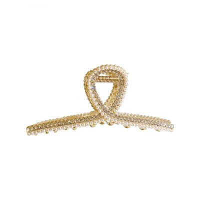 AELOUS Women Hair Claw,Headdress Hair Accessories,New Pearl Diamond Plate Hair Claw Clip Non-Slip Metal Large Clip Crab Hair Clip Women Hair Clips Accessories