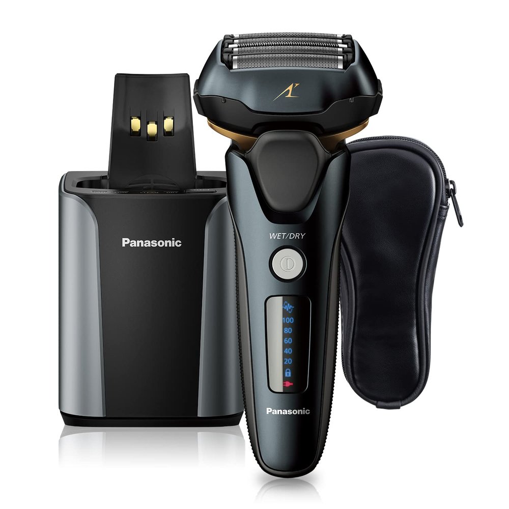 Panasonic Electric Razor for Men, Electric Shaver, ARC5 with Premium Automatic Cleaning and Charging Station, Wet Dry Shaver Men, Cordless Razor, with Pop-Up Trimmer ES-LV97-K, Black (Renewed)