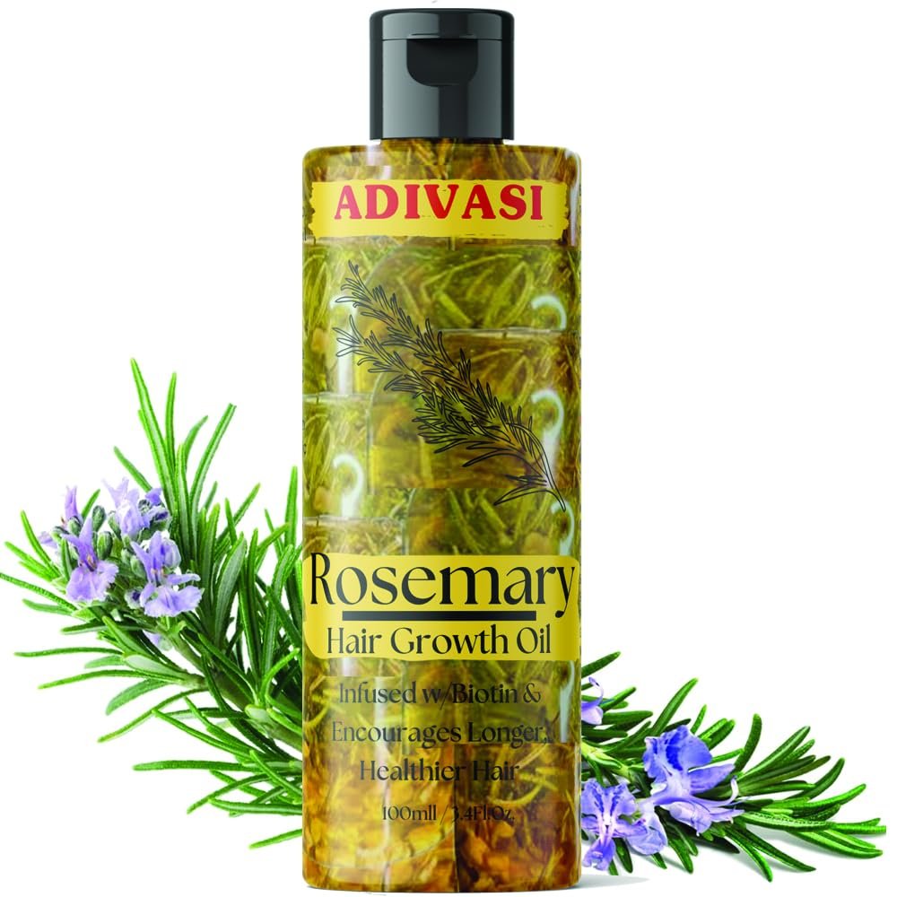 BlueQueen Adivasi Natural Rosemary Oil for Hair Growth, 100% Pure & Natural from Honduras, Promotes Hair Wellness for Men & Women (100ml) (Pack 1) - 3.38 Oz
