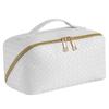 PITIKI Portable TOILETRY BAG cosmetic bag with woven pattern makeup bag, advanced simple and checkered large-capacity storage bag (WHITE) view 1