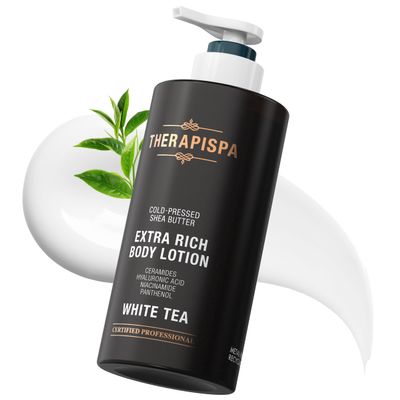 THERAPISPA Scented Body Lotion for Women  Hydrating & Nourishing Moisturizer with Shea Butter, Ceramides & Panthenol for Dry Skin  Inclusive for Everyone (White Tea, 17.0 fl oz)