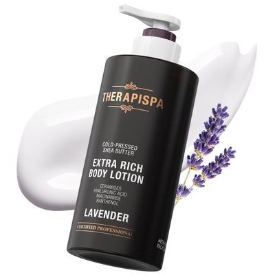 THERAPISPA Scented Body Lotion for Women  Calming Moisturizer with Shea Butter, Ceramides & Panthenol to Soothe & Comfort Dry Skin  Suitable for All (Lavender, 17.0 fl oz)