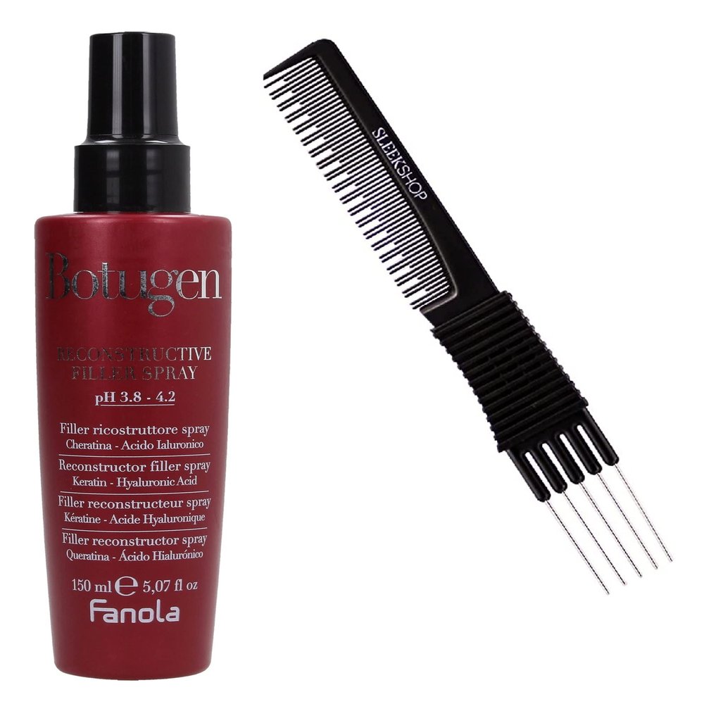 Sleekshop Comb + FanoIa BOTUGEN BOTOLIFE Hair (w/SLEEKSHOP Premium Carbon Teasing Comb) (Reconstructive Filler Spray PH 3.8-4.2 (5.07 oz))
