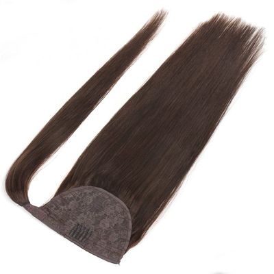 100% Human Hair Ponytailtail Brazilian Remy Ponytailtail Wrap Around Horsetail Wig 120G Hairpieces Natural Straight Tails