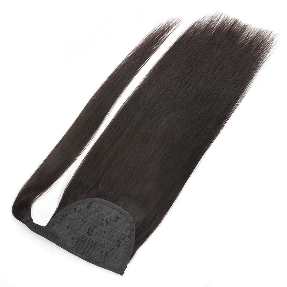 100% Human Hair Ponytailtail Brazilian Straight Remy Wrap Around Ponytailtail Clip In Horsetail Wig Extension 150G 120G
