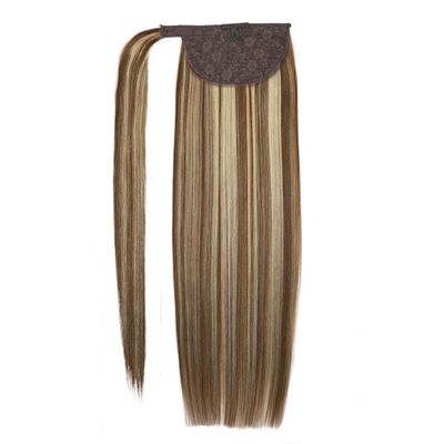 100% Human Hair Ponytailtails Remy Straight Clip In Hair Extensions 80G 100G Wrap Around Ponytailtail Wig