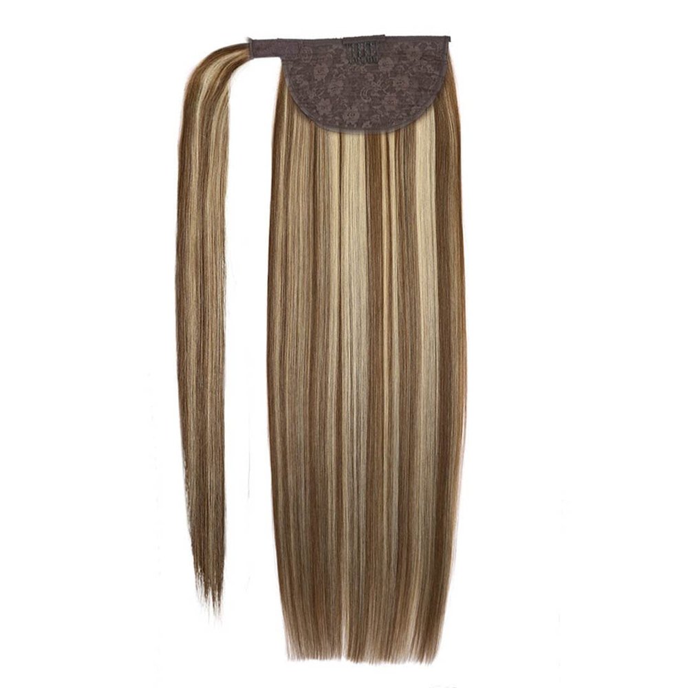 100% Human Hair Ponytailtails Remy Straight Clip In Hair Extensions 80G 100G Wrap Around Ponytailtail Wig