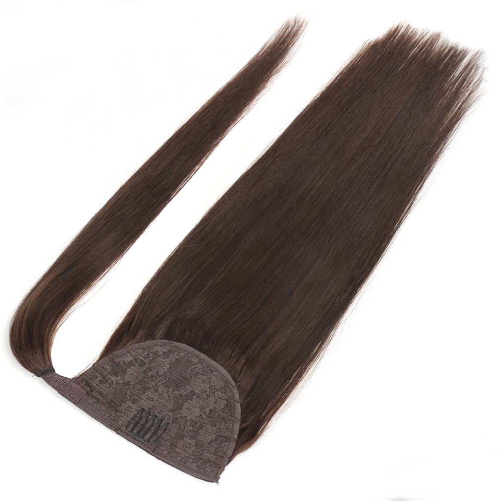 100% Human Hair Ponytailtail Brazilian Straight Remy Wrap Around Ponytailtail Clip In Horsetail Wig Extension 150G 120G