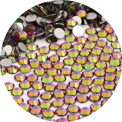NCB Nancybeads 1500pcs Flatback Round Glass Nail Art Rhinestones Crystal for DIY Making Accessories Shoes, Clothes, Face Art, Bags, Manicure (Green Volcanic, SS20 1500pcs)