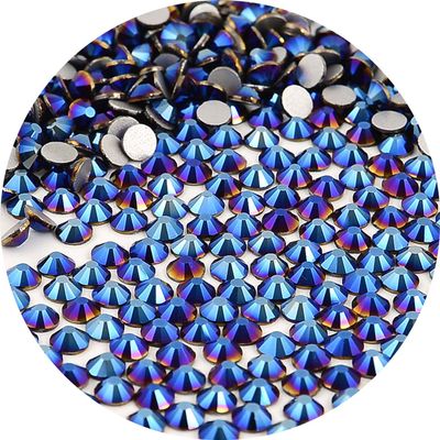 NCB Nancybeads 1500pcs Flatback Round Glass Nail Art Rhinestones Crystal for DIY Making Accessories Shoes, Clothes, Face Art, Bags, Manicure (Mine Blue, SS20 1500pcs)