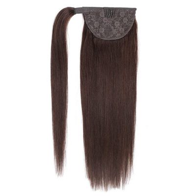 100% Human Hair Ponytailtail Straight 120Gram Wrap Around Clip In Ponytailtail Machine Remy Hair 12-26 Inches