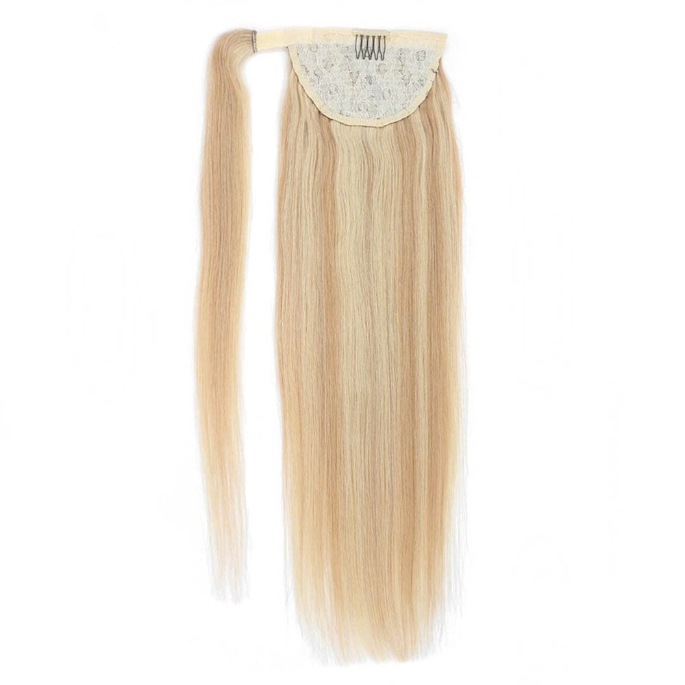 100% Human Hair Ponytailtails Remy Straight Clip In Hair Extensions 80G 100G Wrap Around Ponytailtail Wig