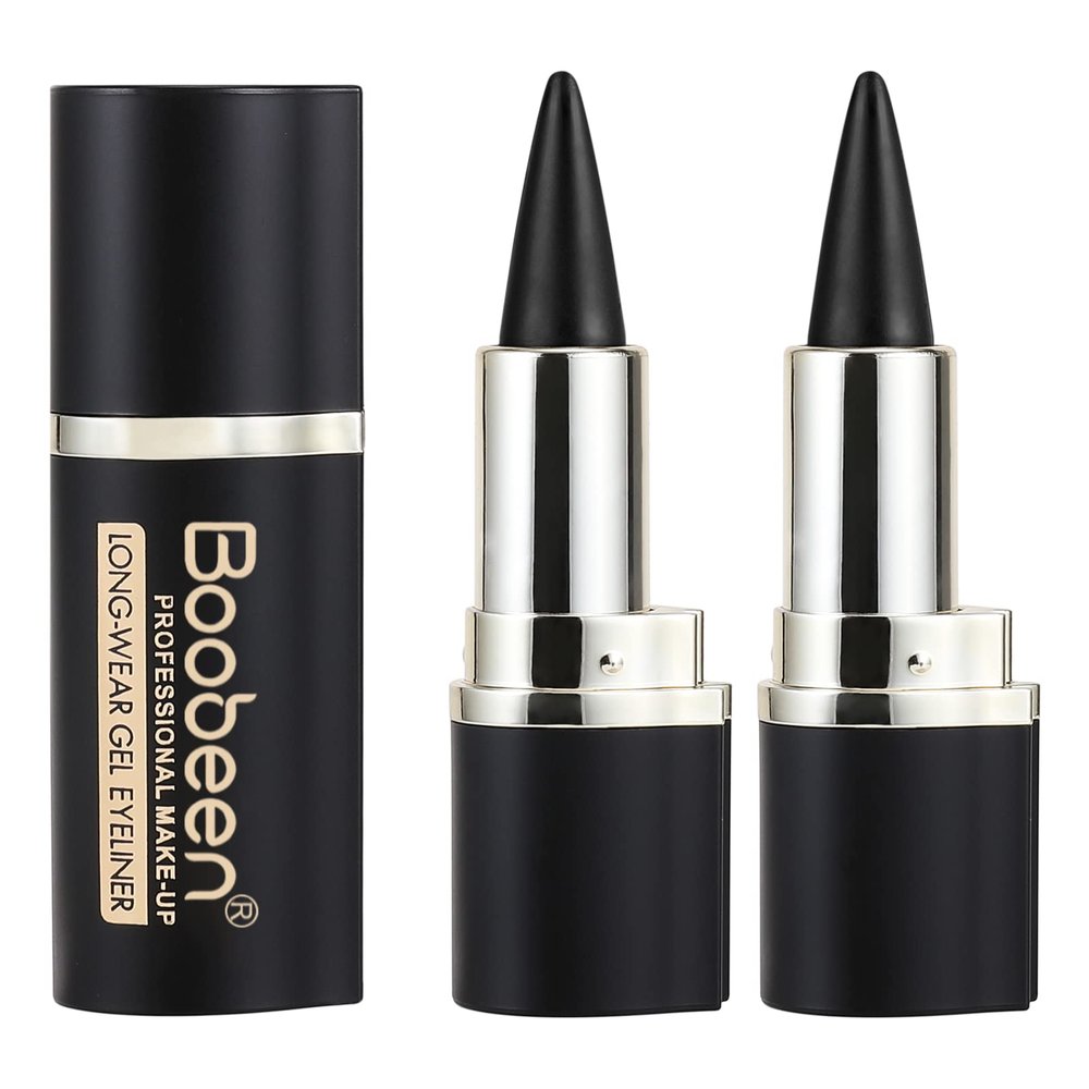 Boobeen Eyeliner Pencil - Black Eyeliner Pen Gel - Quick Drying Formula Eye Liner - Waterproof Smudge-proof All Day Eyeliner Makeup - Long Lasting Create Statement Eye Look (black*2)