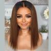 1B30 Short Bob Wig Ombre Honey Blonde Kinky Straight Lace Front Wig For Black Women Pre Plucked 13x4 HD Transparent Lace Front Wig Human Hair Brazilian Yaki Straight Wigs Human Hair Natural Hairline 150% Density 14Inch view 4