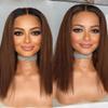 1B30 Short Bob Wig Ombre Honey Blonde Kinky Straight Lace Front Wig For Black Women Pre Plucked 13x4 HD Transparent Lace Front Wig Human Hair Brazilian Yaki Straight Wigs Human Hair Natural Hairline 150% Density 16Inch view 2