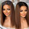 1B30 Short Bob Wig Ombre Honey Blonde Kinky Straight Lace Front Wig For Black Women Pre Plucked 13x4 HD Transparent Lace Front Wig Human Hair Brazilian Yaki Straight Wigs Human Hair Natural Hairline 150% Density 16Inch view 3