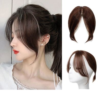 100% Real Topper Middle Side Part Human Hair, 11 Inches Hair Toppers For Women Real Human Hair Extensions, For Women With Thinning Bangs Bangs Hair Clip Top HairPieces (Color : Brown)
