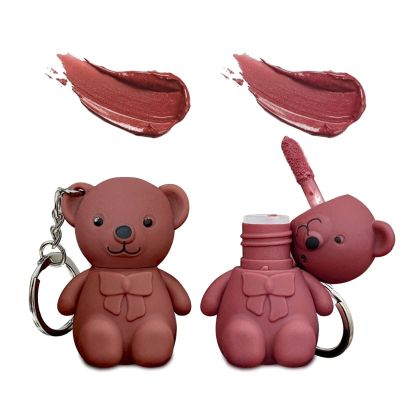 Assote 2 in 1 Key Chain Bear Lipstick, Keychain Bear Lipsticks, Mist Matte Velvet Lipstick, Cute Bear Beauty Makeup, Waterproof Long Lasting Bear Lip Gloss with Keychain (#3+#4)