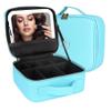 MOMIRA Travel Makeup Bag Cosmetic Bag with Lighted Mirror, Adjustable Brightness in 3 Color Scenarios, Waterproof, 10x Magnifying Mirror, Rotatable Independent Light Mirror- Diamond Blue(Solid) view 1