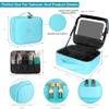 MOMIRA Travel Makeup Bag Cosmetic Bag with Lighted Mirror, Adjustable Brightness in 3 Color Scenarios, Waterproof, 10x Magnifying Mirror, Rotatable Independent Light Mirror- Diamond Blue(Solid) view 3