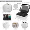 MOMIRA Travel Makeup Bag Cosmetic Bag Makeup Organizer Bag with Lighted Mirror, Adjustable Brightness in 3 Color Scenarios, Waterproof Makeup Train Case, Gift for Women - Silver view 3