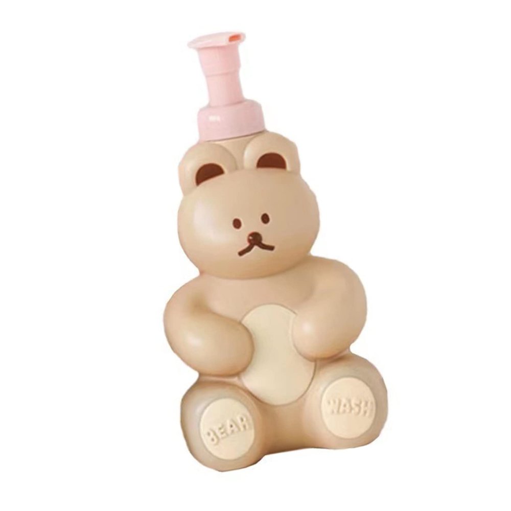 Foaming Soap Dispenser, Bear Shape Cute Foaming Pump Bottle Compact for Hand Soap (Milk Tea Color)