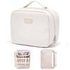 OLBUPS Portable Large Capacity Cosmetic Bag, Skincare Products, Makeup Brush Storage Bag, Double Layer Makeup Bag (White) view 2