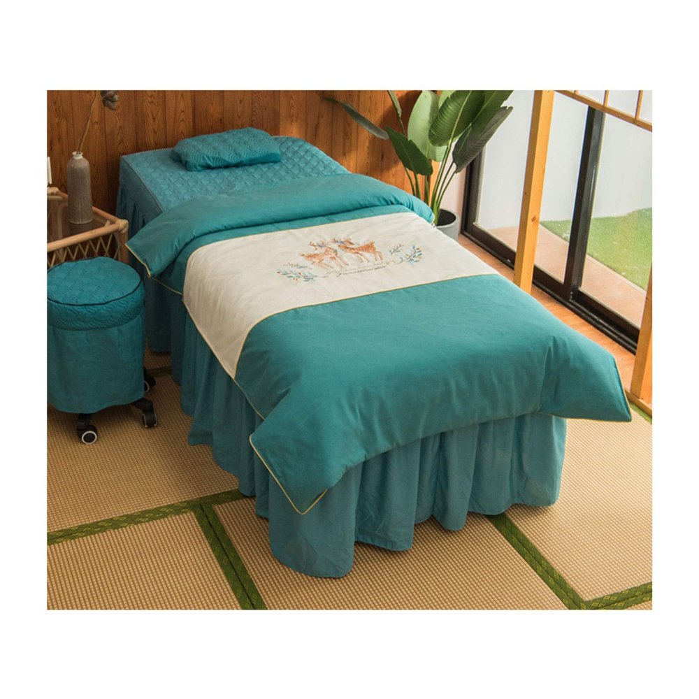 Beauty Bedspread Four-Piece Bed Cover Beauty Salon Special Massage Bed Sheet High-End Simple 4-Piece Set Beauty Bed Cover Massage Salon Bed Bedspread with (Blue 70 x 190 cm)
