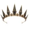 SWEETV Gothic Crowns for Women Black Tiara Queen Crown Witch Hair Accessories for Costume Halloween Prom Party, Gold view 1