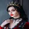 SWEETV Gothic Crowns for Women Black Tiara Queen Crown Witch Hair Accessories for Costume Halloween Prom Party, Gold view 3