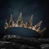 SWEETV Gothic Crowns for Women Black Tiara Queen Crown Witch Hair Accessories for Costume Halloween Prom Party, Gold view 4