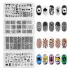 8PCS Halloween Nail Stamping Plates, Pumpkin Skull Bat Poker Image Stainless Steel Stencil, DIY Nail Art Template Tools view 3
