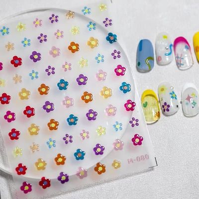Dedyel Colorful Jelly Nail Stickers Flowers Cute Lines Peach Design Self Adhesive Nail Stickers for Women Girls Kids Nail Art Decoration