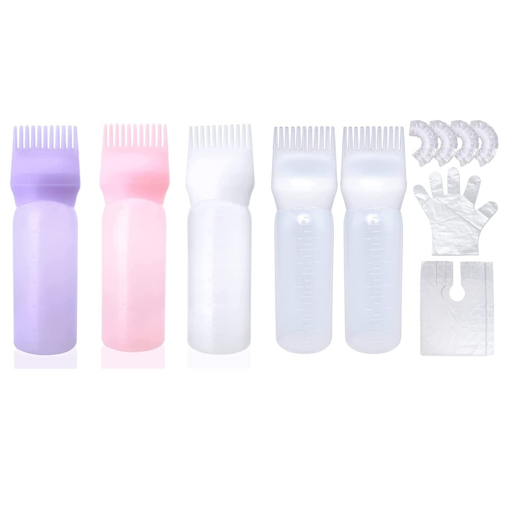Cosywell Applicator Bottle for Hair 6 Ounce Root Comb Applicator Bottle Hair Oil Applicator with Graduated Scale for Hair Dye Hair Oiling Care Hairdressing