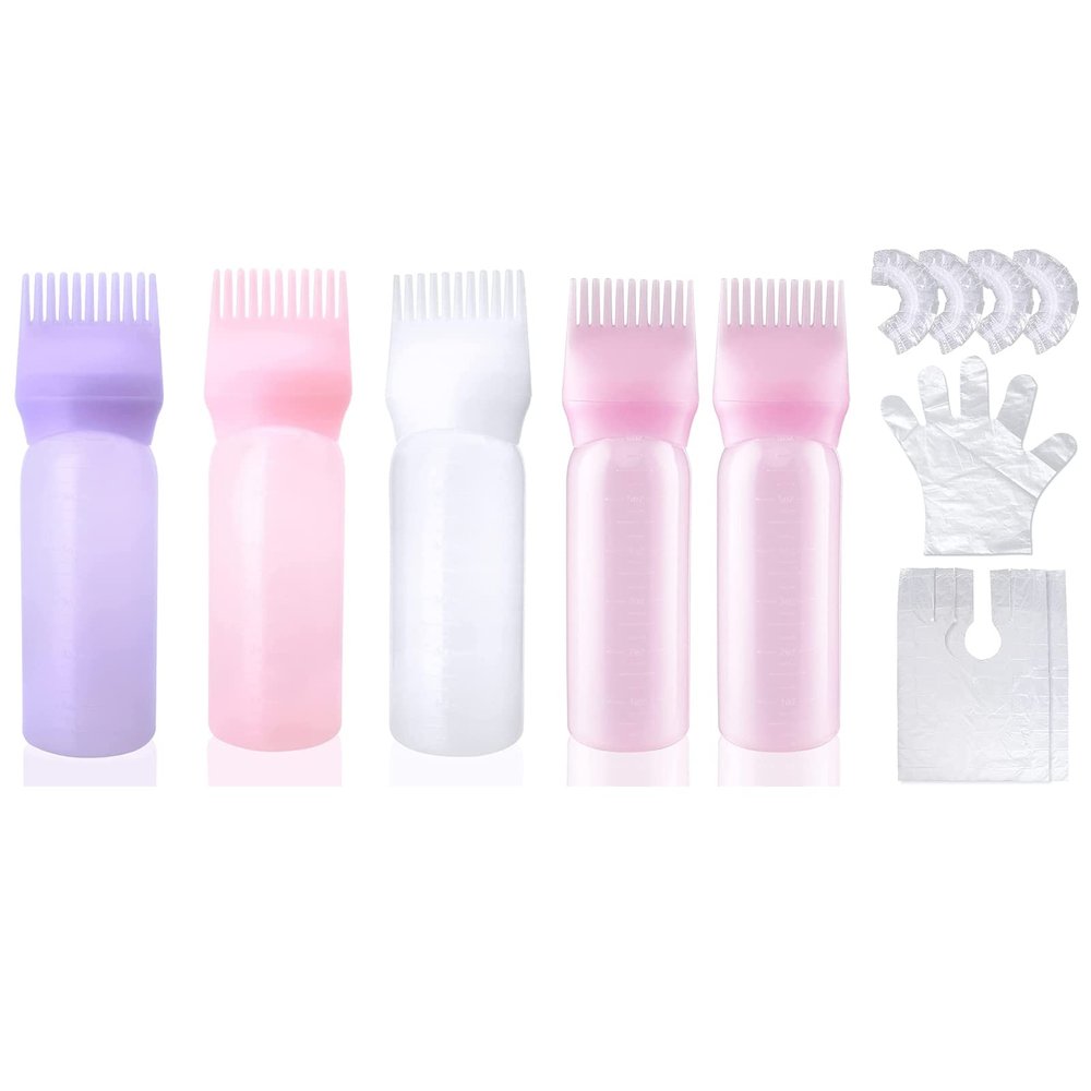 Cosywell Root Comb Applicator Bottle 6 Ounce Hair Oil Applicator Bottle with Graduated Scale Applicator Bottle for Hair Dye Hair Oiling Care Hairdressing