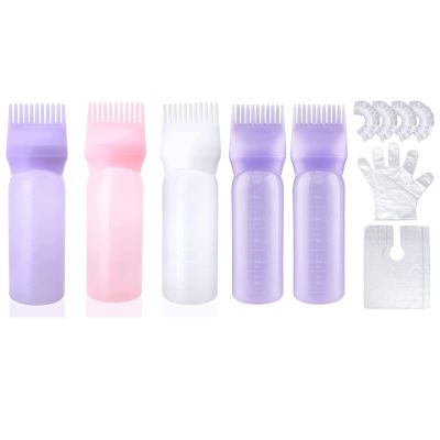 Root Comb Applicator Bottle 6 Ounce Hair Dye Applicator Brush Applicator Bottle for Hair Root Comb Color Applicator Bottle with Graduated Scale